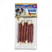Лакомства за кучета - 6 бр. телешки солети обвити в патешко месо Antos Raw Hide Roll Premium